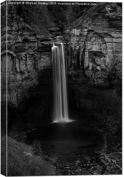 Taughannock Falls Late Autumn in B&W Canvas Print by Stephen Stookey