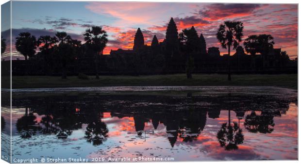 Angkor Wat Sunrise Canvas Print by Stephen Stookey
