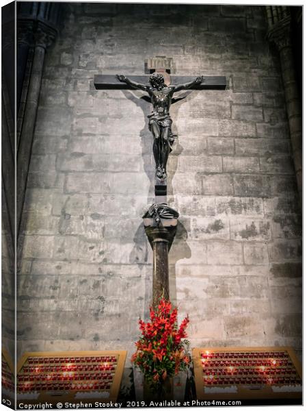 Crucified - Notre Dame Cathedral Canvas Print by Stephen Stookey
