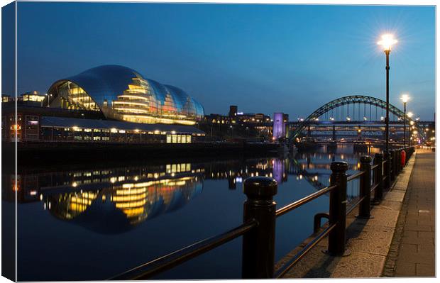 Newcastle Quayside at Night Canvas Print by Michael Ross