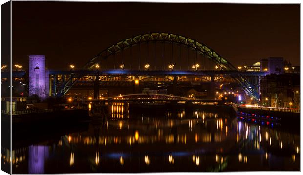 Tyne Bridge at Night Canvas Print by Michael Ross
