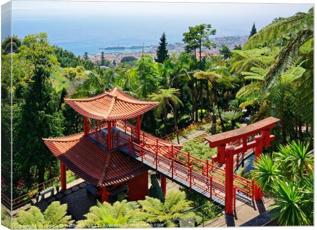 Monte Palace Madeira Tropical Garden Overlooking Funchal Canvas Print by Gisela Scheffbuch