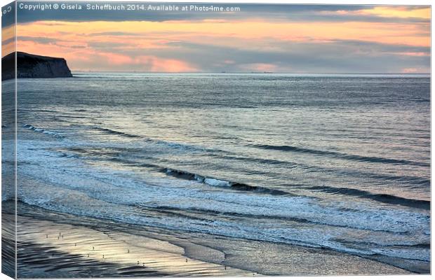  Sunset in Whitby Canvas Print by Gisela Scheffbuch