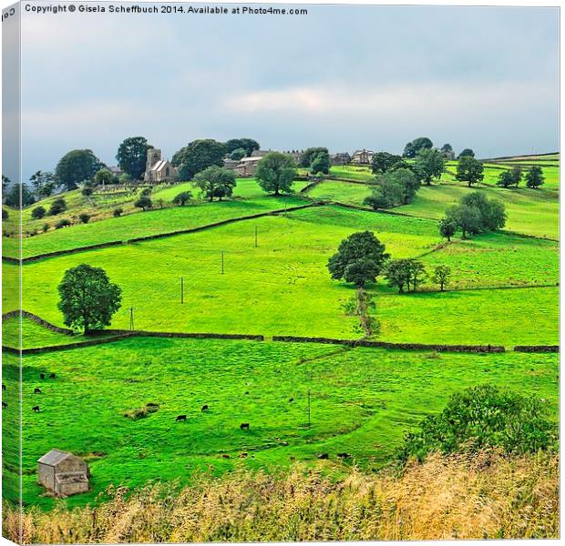  View of Middlesmoor in Nidderdale Canvas Print by Gisela Scheffbuch