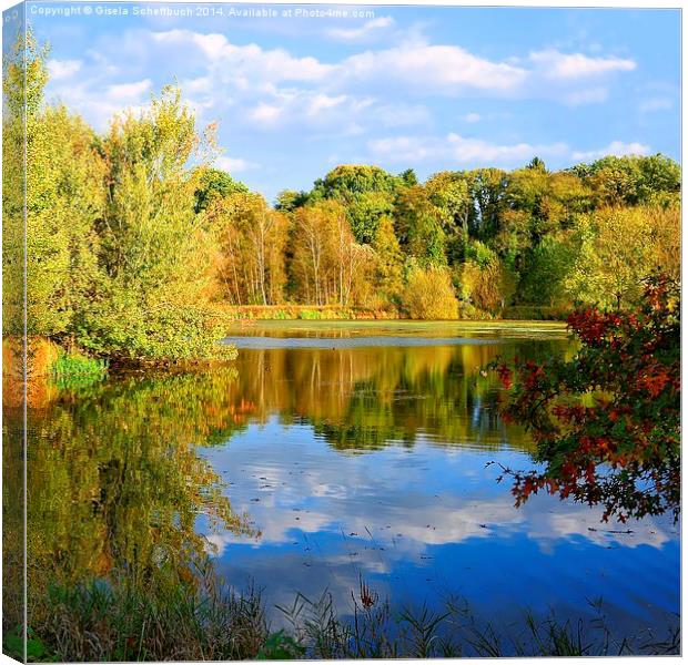  Autumn on the Lakeshores Canvas Print by Gisela Scheffbuch