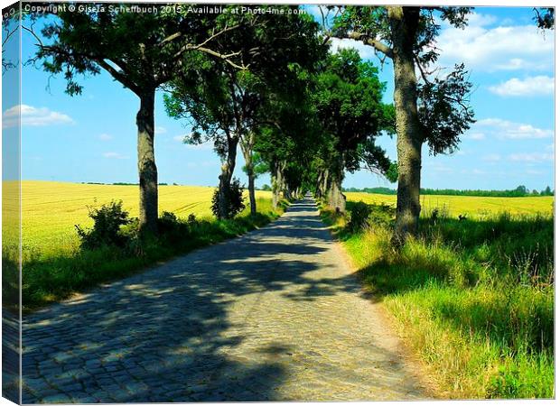  A Small Road on the Masurian Countryside Canvas Print by Gisela Scheffbuch