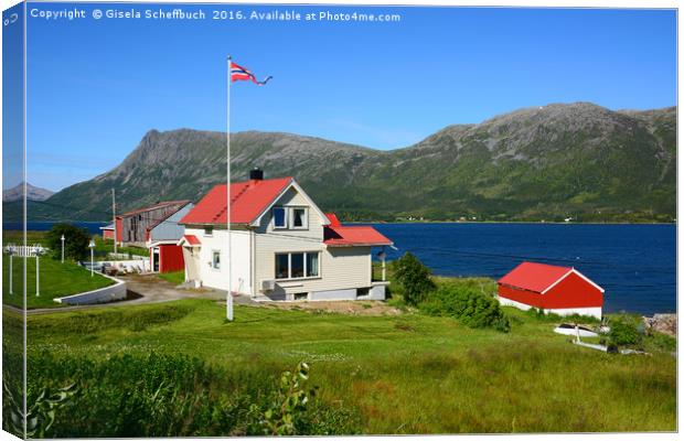 Picture-postcard Norway Canvas Print by Gisela Scheffbuch