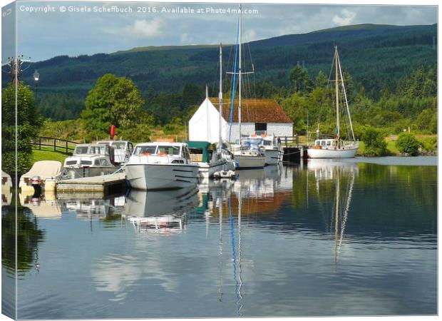 Caledonian Canal Idyll Canvas Print by Gisela Scheffbuch