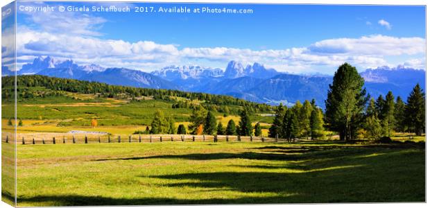 Panorama View Seen From the Villanderer Alm Canvas Print by Gisela Scheffbuch