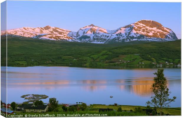 Lavangen Fjord Canvas Print by Gisela Scheffbuch