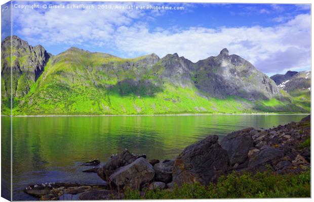 Panoramic View on the Island of Senja Canvas Print by Gisela Scheffbuch