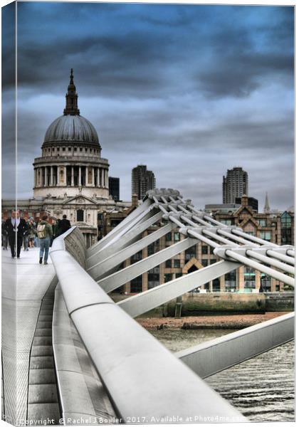 St Paul's Cathedral and Millennium Bridge Canvas Print by RJ Bowler