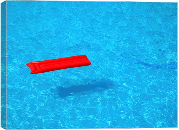 Red airbed blue pool water Canvas Print by Matthias Hauser