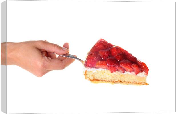 Hand serving a Strawberry cake Canvas Print by Matthias Hauser