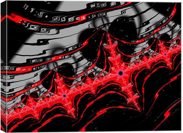 Red fractal design black hearts Canvas Print by Matthias Hauser