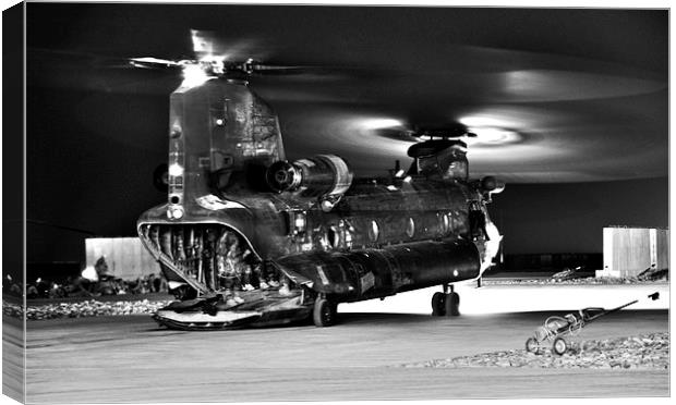 Ch47 Aircraft Chinook Helicopter Night Ops Canvas Print by Heather Wise