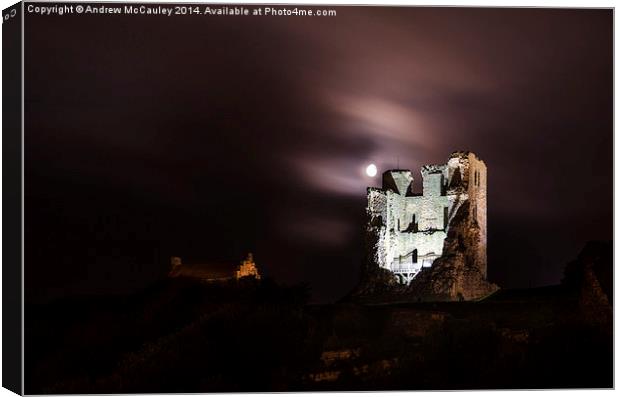 Moon Behind The Castle Canvas Print by Andrew McCauley
