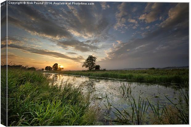 Sunset at Kings Sedgemoor Drain Canvas Print by Nick Pound
