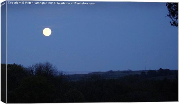 Moon Above The Devonshire Countryside Canvas Print by Peter Farrington