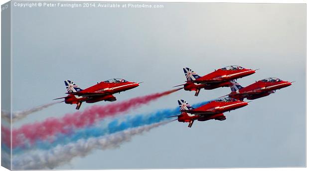  The Royal Air Force Red Arrows 2014 Canvas Print by Peter Farrington
