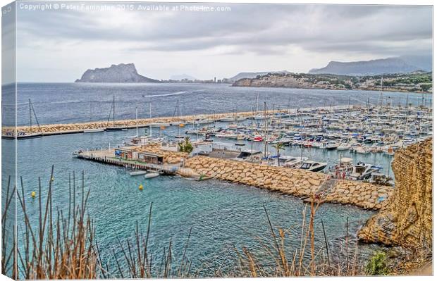 Looking Over To Calpe Rock From Moraira Canvas Print by Peter Farrington