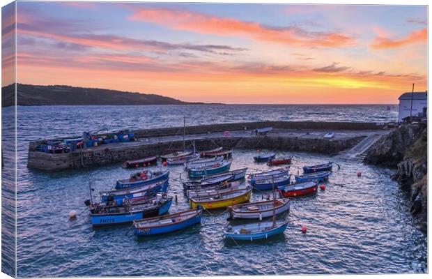 Coverack harbour at sunrise  Canvas Print by Shaun Jacobs