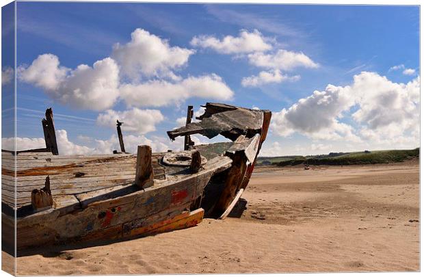  Wrecked ship in the sand  Canvas Print by Shaun Jacobs