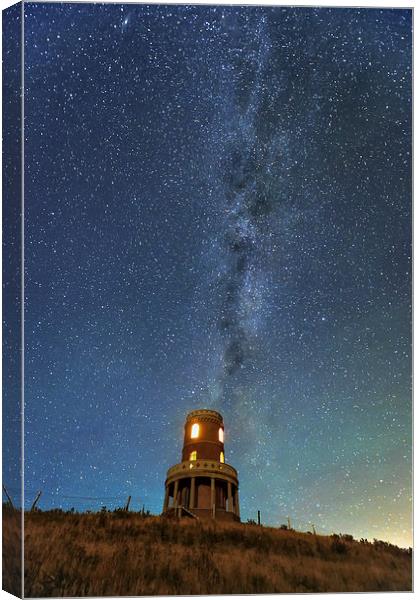  Clavell tower under the milky way  Canvas Print by Shaun Jacobs