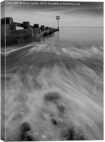 Wave surge in Swanage  Canvas Print by Shaun Jacobs