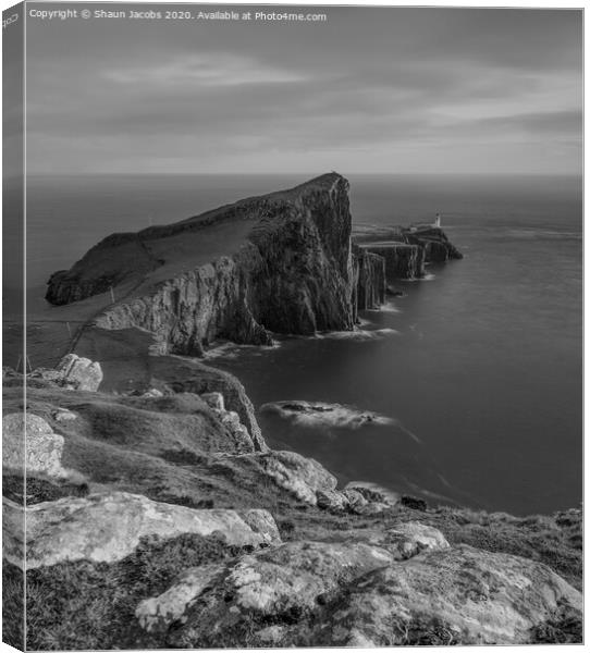 Neist point rocky outcrop  Canvas Print by Shaun Jacobs
