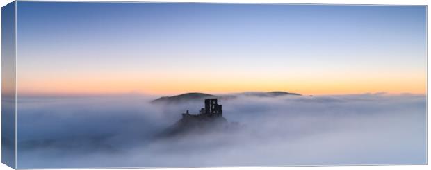 Corfe Castle panorama  Canvas Print by Shaun Jacobs