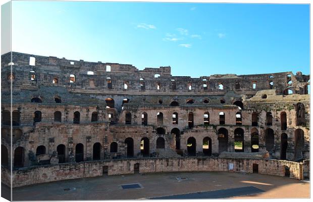 Colosseum of El Djem. Canvas Print by Mark Franklin