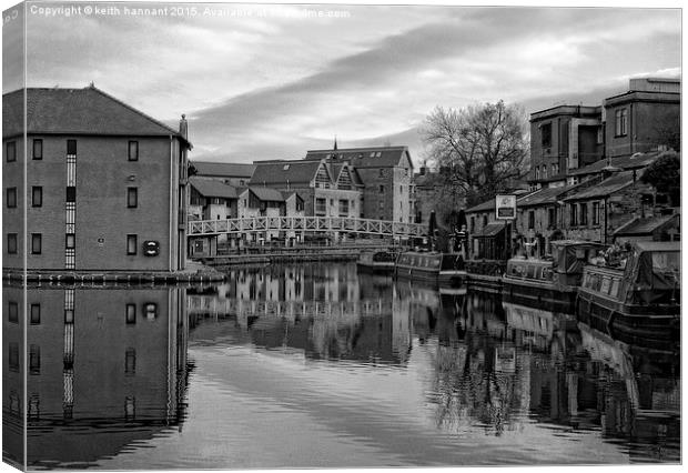 narrowboats moored in  lancaster canal basin  Canvas Print by keith hannant