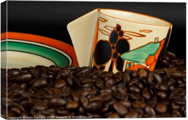 Still Life Art Deco Coffee and Beans Canvas Print by keith hannant