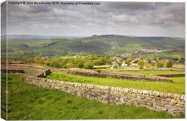 view from Curbar Edge over Curbar and Calver Canvas Print by Julie Woodhouse