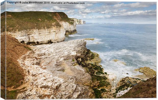 Yorkshire Coastline viewed from Thornwick Bay Canvas Print by Julie Woodhouse