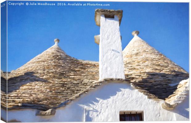Alberobello trullo Canvas Print by Julie Woodhouse