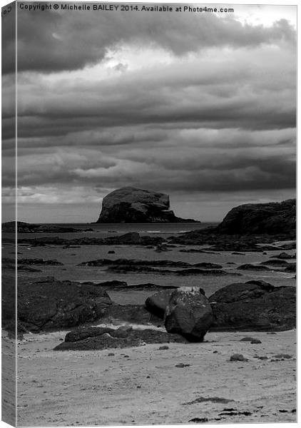 Bass Rock At Low Tide Canvas Print by Michelle BAILEY