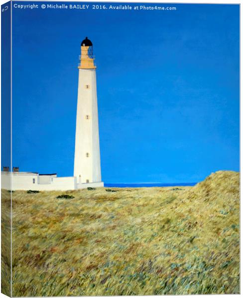 Barnes Ness Lighthouse Painting Canvas Print by Michelle BAILEY