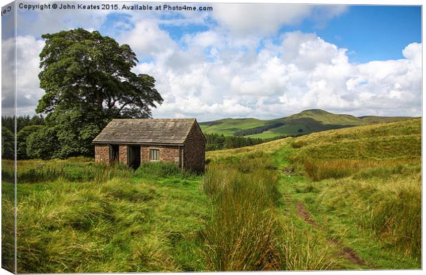 An old Barn with Shutlingsloe Hill in the distance Canvas Print by John Keates