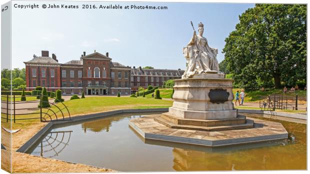 The statue of Queen Victoria in front of Kensingto Canvas Print by John Keates