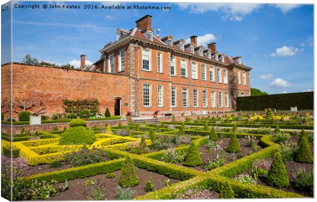 The parterre garden at Hanbury Hall Canvas Print by John Keates