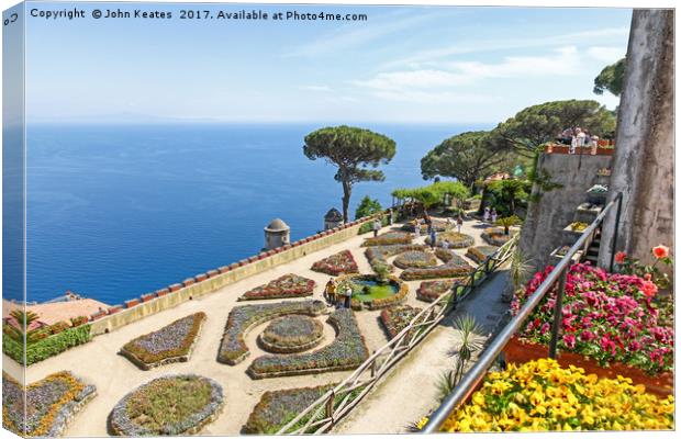 A view of the Amalfi Coast from the formal gardens Canvas Print by John Keates