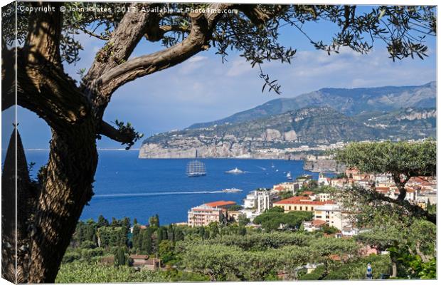 Bay of Naples from over the town of Sorrento  Canvas Print by John Keates