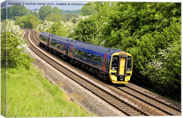 British Rail Class 158 Express Sprinter train Canvas Print by Andrew Harker