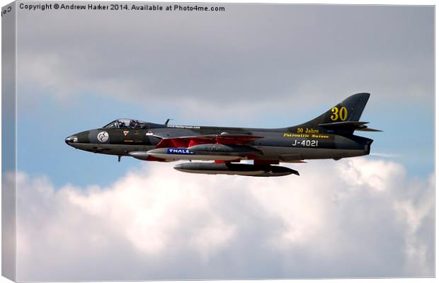 Hawker Hunter F.58   Canvas Print by Andrew Harker