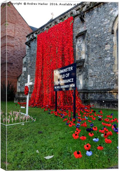 Warminster Town Hand-Knitted Poppies Canvas Print by Andrew Harker