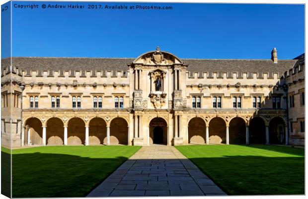 St Johns College, Canterbury Quadrangle, Oxford Canvas Print by Andrew Harker