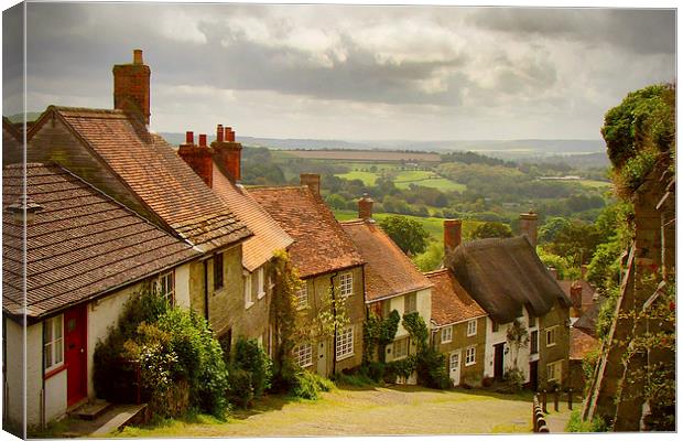 Gold Hill Shaftesbury Canvas Print by Harry Hadders