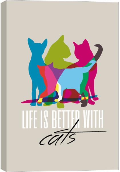 Better With Cats Canvas Print by Harry Hadders